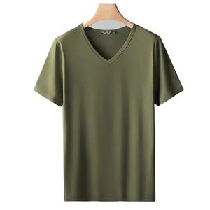 Camiseta de Manga Corta con Cuello en V de Seda Helada para Hombre, Verano, Ajustada, Ligera, Color Sólido, Fresca, de Secado Rápido - Product Image 6