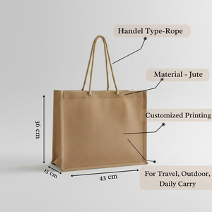 Bolsa de Yute con Asas de Cuerda y Logotipo Personalizado al por Mayor |   Bolsas de Embalaje Ecológicas Reutilizables para Compras, Regalos Promocionales - Product Image 2