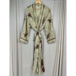 Vintage Chic Recycled Silk Sari <b>Robe</b> Women's Boho Kimono for <b>Beach</b> Resort Wear for Bridesmaid Lounge Wedding Gown Cover Ups - Product Image 3