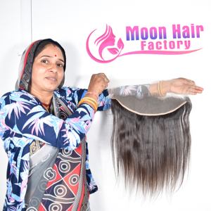 Produit naturel de haute qualité, cheveux humains, frontal droit, brillant, doux, texture soyeuse, trame solide, quantité complète disponible à la vente - Product Image 6