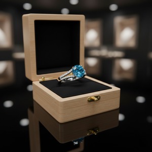 Bague de fiançailles en argent sterling 925, sertie à griffes, avec topaze bleue naturelle de style vintage chrétien, taille brillant, fabrication artisanale, certifiée par un tiers - Product Image 6