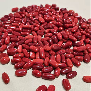 Coral rojo italiano de alta calidad, color rojo intenso, forma ovalada, tamaño pequeño, piedra preciosa suelta para la elaboración de joyería. - Product Image 1