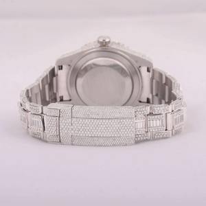 2025 nouvelle tendance argent Mossanite montre cadran Hip Hop pleine conception ronde de diamant avec montre de bijoux la plus vendue d'Inde - Product Image 3