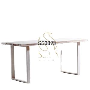 Table de designer en bois massif de style industriel pour la maison, l'hôtel, table de dîner unique artisanale pour restaurant indien SUREN SPACE SS3393 - Product Image 1