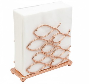 Diamond Design Metal Golden Napkin Holder Best Shape for Home and Restaurant Tabletop Decorative <b>Tissue</b> Holder - Product Image 2