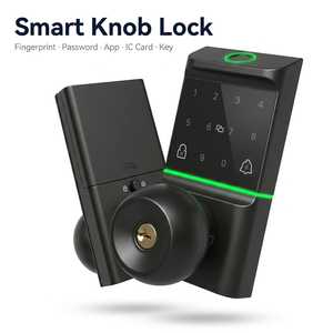 Serrure de porte électronique biométrique à empreintes digitales, poignée de porte intelligente 5-en-1 avec carte IC, mot de passe, clé, serrure intelligente de sécurité pour appartements - Product Image 1