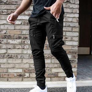 กางเกงคาร์โก้ผู้ชายแบบลำลองสีดำระบายอากาศได้ดีออกแบบได้ตามต้องการกางเกงผ้าฝ้ายสีทึบมีกระเป๋าขนาดใหญ่ทันสมัย - Product Image 4