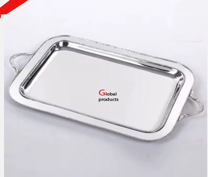 Nouveau look plateau de service en acier inoxydable en métal fini argenté pour restaurant et bar d'hôtel - Product Image 4