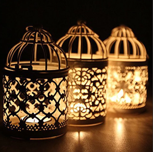 Venta al por mayor de lujo de metal blanco vintage jaula de pájaros linterna colgante portavelas hogar decorativo regalo - Product Image 2