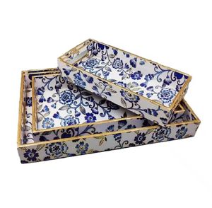 Meilleure vente de plateau carré et rond en MDF avec sous-verre rond et carré et boîte à anneau de serviette ensemble plateau émaillé élégant moderne - Product Image 4