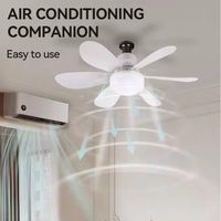 Ventilateur de plafond LED moderne et portable de 20 pouces à 5 pales avec télécommande, intensité variable, 3 vitesses, douille E26/E27/B22, corps en aluminium, branchement direct