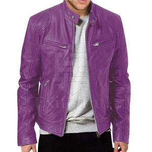 Chaqueta de Cuero de Vaca para Hombre, Corte Ajustado, Estilo Urbano, Cuello Alto, Secado Rápido y Transpirable, Alta Calidad, 2024 - Product Image 1