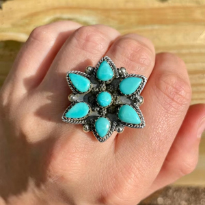 Kingman Bague fleur turquoise à pierres multiples en argent sterling - Product Image 1