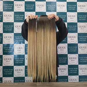 วิกผมเรีมีดิบแบบเวียดนาม100% พรีเมี่ยมสีผมแบบมัดปิดสีแบบกำหนดเองความยาว10-30นิ้ว - Product Image 5