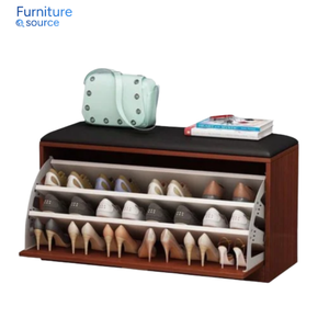 Banco de almacenamiento de zapatos con cojín-Zapatero de madera con asiento de cojín-Construcción duradera, aspecto elegante y cómodo - Product Image 2