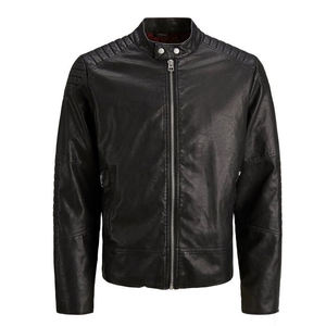 Blouson de moto en cuir de vachette pour homme, col montant, coupe ajustée, avec fermeture éclair, respirant, personnalisable sur le devant, collection 2026 de haute qualité - Product Image 5