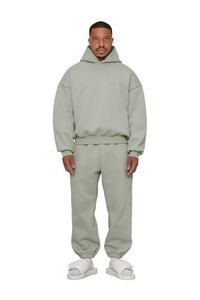 Haute qualité Logo personnalisé étiquette 500gsm poids lourd pull à capuche 100% coton épaules tombantes surdimensionné hommes Boxy à capuche - Product Image 3