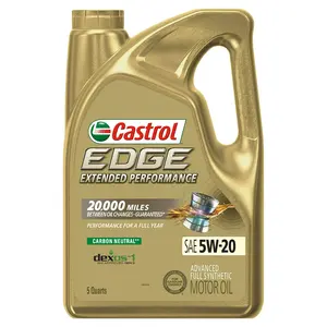 Castrol Edge Extended Performance EP 5W-20 Advanced Full Synthetic Motor Oil, 5 Quarts, Case of 3