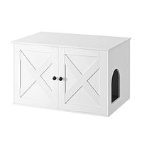 Meuble pour chat et litière avec séparateur amovible, facile à nettoyer, 80x53x50cm, blanc PCL002W01