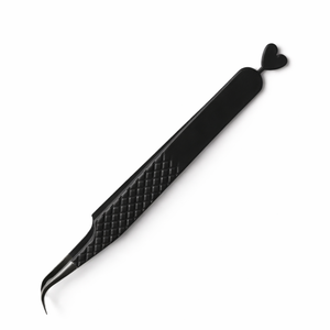 Pince à cils professionnelle en acier inoxydable noir, pointe incurvée, outil d'extension de cils, poignée antidérapante, précision, durable - Product Image 5