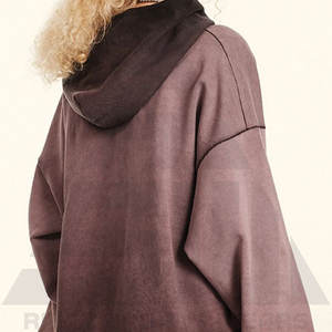 Sweat-shirt à capuche tendance délavé à l'acide, look vintage unique, streetwear confortable, épaules tombantes, femme, hiver, tissu en molleton - Product Image 2