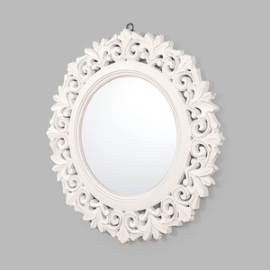 <b>White</b> Carved Floral Round Wall <b>Mirror</b> Handmade Ornate <b>Frame</b> for Living Room Bedroom Bathroom Home Decor REHMAN CRAFT - Product Image 2
