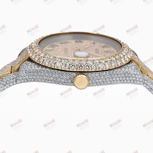 Montre de luxe en diamant Moissanite avec finition glacée éblouissante, bracelet en acier inoxydable, montre de style bijoux unisexe de qualité supérieure - Product Image 5
