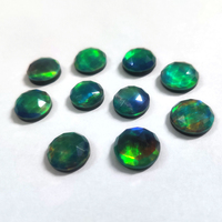 Opale synthétique de laboratoire de haute qualité, bleu-vert, taille ronde, coupe rose, opale aurora avec effet de feu, disponible en plusieurs couleurs pour bijoux