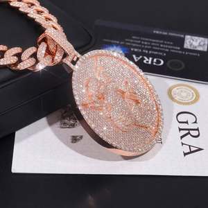 Pendentif Cercle Ange Bébé Hip Hop 2,5 pouces pour Hommes en Argent Sterling 925 avec Diamant Moissanite, Bijoux Personnalisés - Product Image 5