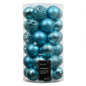 Ensemble de 37 boules de Noël en plastique bleu folklorique de 6 cm Amicasa 9022829, boules de Noël et décorations d'arbre pour décorations festives - Product Image 2