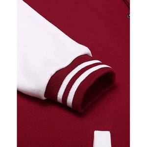 แจ็คเก็ตบอมเบอร์กันน้ำสำหรับผู้ชายแบบขายส่ง ปักโลโก้ได้ตามต้องการ แต่งขอบขนแกะ ผ้าถัก สไตล์ชุดนักศึกษา ปี 2025 - Product Image 5