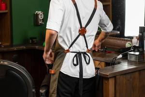 Canvas <b>Apron</b> <b>Christmas</b> Gift Hairdresser Barber <b>Apron</b> With Logo Leather Personalized Holiday Gift AAA-0043C - Product Image 2