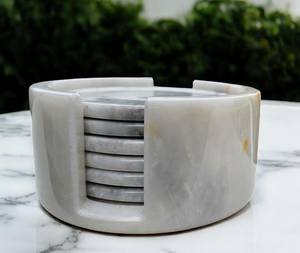 Natural Marble Stone <b>6</b> Pcs <b>Set</b> with Holder Best Quality Terrazzo Natural Stone <b>Coasters</b> Resin Inlay Marble Pattern <b>Coasters</b> - Product Image 1