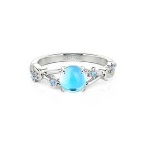 Bague Jeulia Twist Lune et Étoile en argent sterling avec pierre bleue - Product Image 1