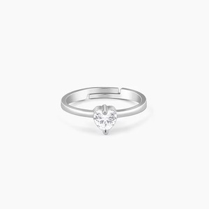 Bague ajustable en or blanc 14 carats hautement demandée pour femmes et filles avec pierre en moissanite en forme de cœur - Product Image 2
