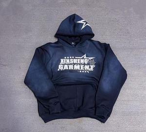 Survêtement pour hommes de haute qualité imprimé Logo Anti-rétrécissement surdimensionné lavage à l'acide sérigraphie pantalons de survêtement évasés et ensembles de sweat à capuche - Product Image 6