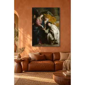 Impression sur toile de Fida Van Dyck : Vierge Marie et moine agenouillé - Product Image 1