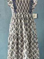 Robe longue maxi gothique douce à imprimé floral fait main, motif floral, été automne, tenue de jour écologique avec logo au dos, sans manches
