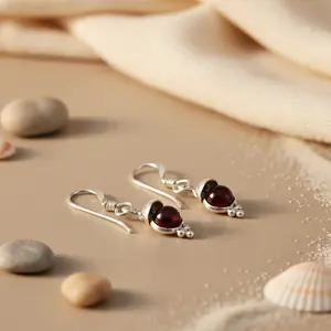 Boucles d'oreilles pendantes en argent 925 avec grenat pour femmes, plaqué or rose, or platine, pierre principale pour mariage, fête, pierre précieuse, cadeau parfait - Product Image 3