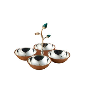 Tazón DE SERVICIO DE METAL doble duradero con mango de diseño de hoja elegante Uso para nueces Dulces Dátiles Salsas Servir en casa y restaurante - Product Image 6