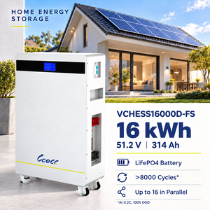 แบตเตอรี่ลิเธียมไอรอนฟอสเฟต (LiFePO4) แบบตั้งพื้น ความจุสูง 16 กิโลวัตต์ชั่วโมง 51.2 โวลต์ 314 แอมป์ชั่วโมง สำหรับสำรองพลังงานแสงอาทิตย์ - Product Image 1