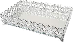 Bandeja de Servir de Metal Hecha a Mano Ecológica de Color Blanco Cristal con Diseño Decorativo de Espejo - Product Image 2