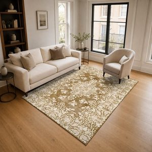 <b>RUGS</b> DEPOT LXDP-0261 Wholesale Beige Brown Traditional Medallion Digital Printed Machine Washable Chenille Area <b>Rug</b> <b>Non</b> <b>Slip</b> - Product Image 2