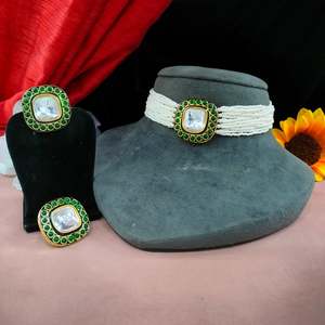 สร้อยโชคเกอร์เพชรโมอิสซาไนต์สำหรับผู้หญิงสร้อยคอแฟชั่นแบบดั้งเดิมอินเดียคุณภาพสูงราคาไม่แพง - Product Image 1