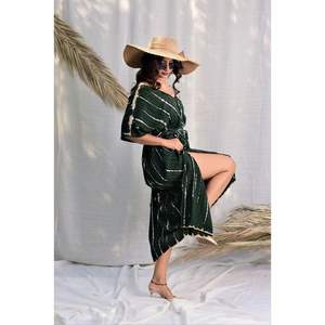 Caftán Tie Dye de Talla Grande, Diseño Sólido, Bikini con Tela Transpirable, Talla Única para Maternidad - Product Image 4