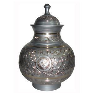 Style américain traditionnel argent gravé métal animal de compagnie crémation urne funéraire mémorial souvenir pour le service des cendres - Product Image 1