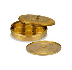 Contenedor de especias de caja Masala de latón de diseño único de alta calidad con caja de especias de latón de siete compartimentos para cocina de India - Product Image 4