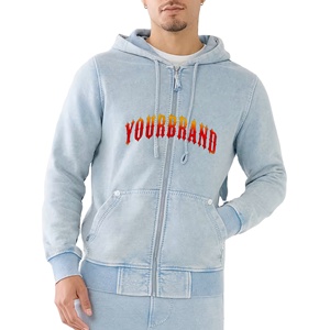 Sudadera con capucha de alta calidad para hombre, 100% algodón, con logo impreso en relieve, estilo francés, con cremallera y hombros caídos, para invierno. - Product Image 1