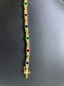 กำไลเทนนิสเงินแท้ 925 ชุบทอง ประดับโมอิสซาไนต์ทรงบริลเลียนต์ 10 กะรัต หลากสีสัน สวยงาม สำหรับผู้หญิง สไตล์วินเทจ รุ่นทิชยา - Product Image 5