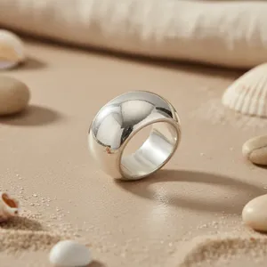 Anillo de Cóctel con Cúpula de Plata 925, Joyería Minimalista Unisex para Uso Diario - Product Image 2